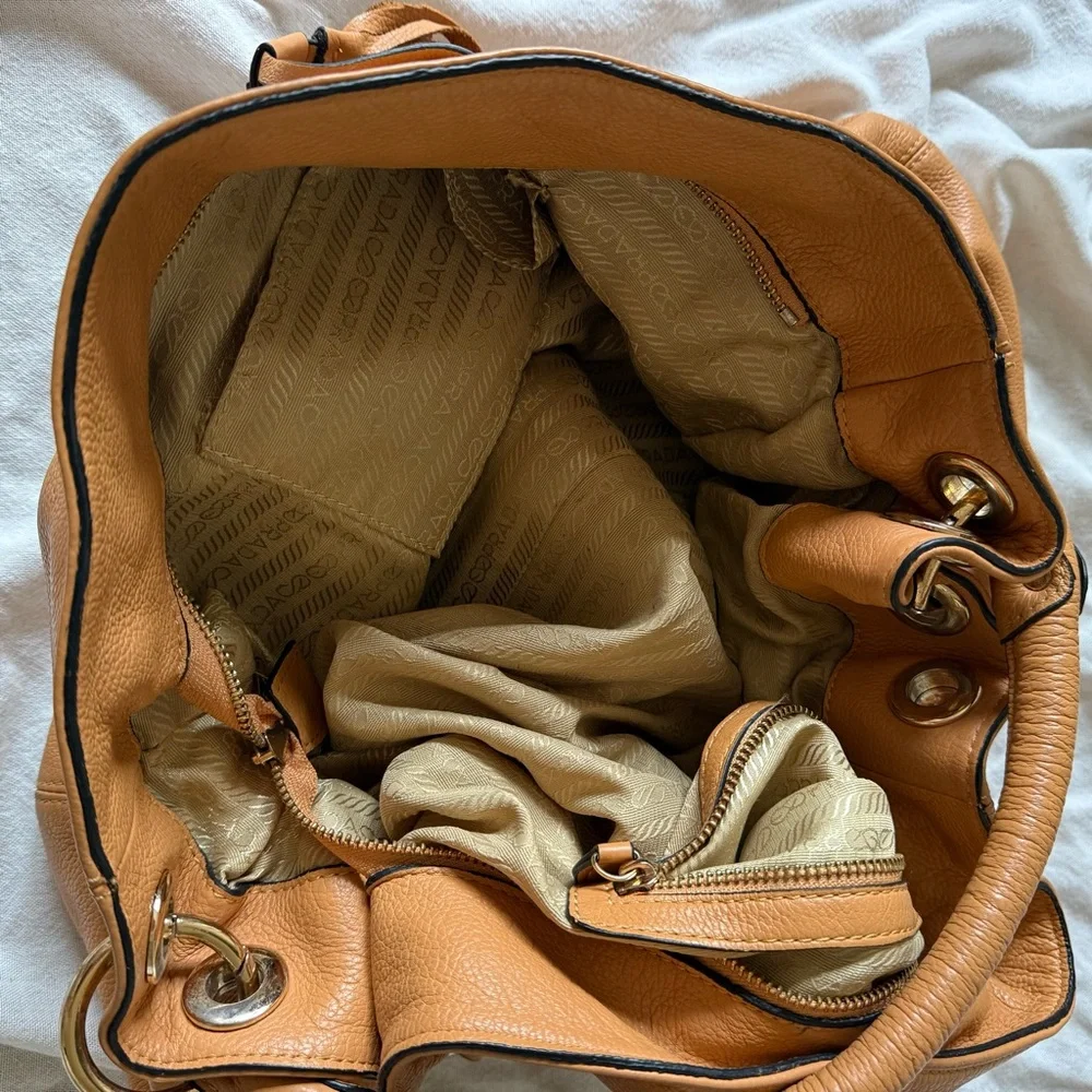 Prada Tan Leather Tassel Hobo Bag